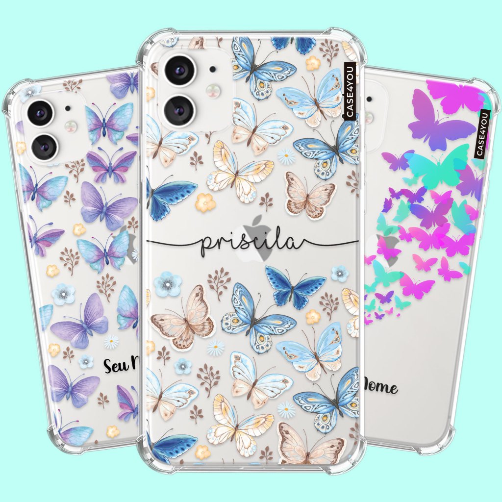 Capa Capinha de celular Personalizada Anti-impacto com nome Borboletas em Oferta na Shopee