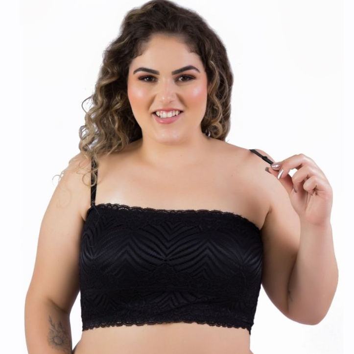 Sutiã 48 50 52 54 Top Faixa Renda Com bojo Alça Removível tomara que caia em Oferta na Shopee