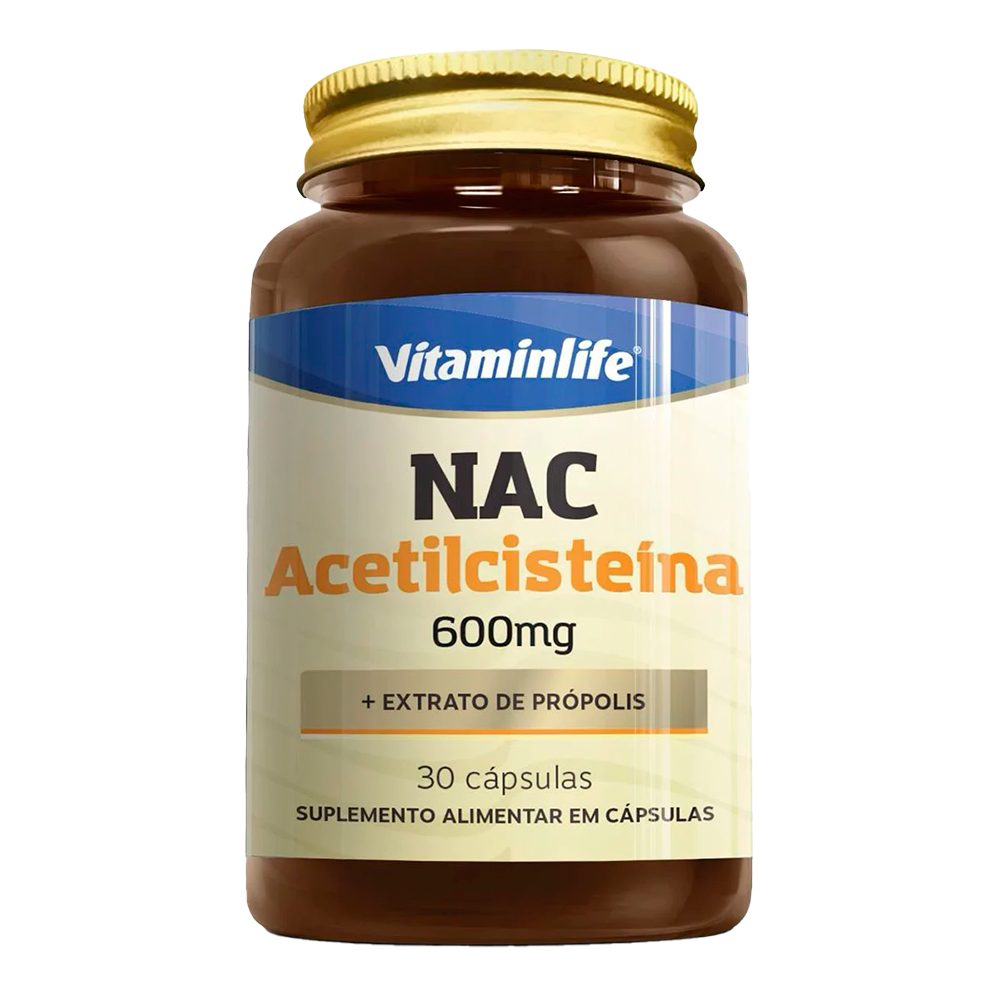 Nac Acetilcisteína 600mg (+ Extrato de Própolis) 30 Cápsulas - Vitaminlife