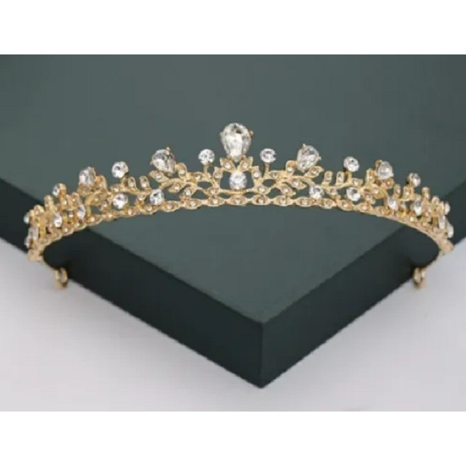 Tiara Dourada Coroa Para Noivas Acessório de Cabelo Para Casamento Tiara de Noiva