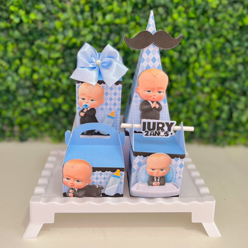 Kit Festa Poderoso Chefinho Personalizado | Lembrancinha Caixa Milk e Pirâmide Aniversário Decoraçãp