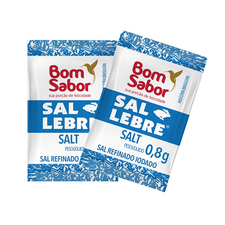 Sal Lebre Refinado Bom Sabor 0,8g - 100 Saches