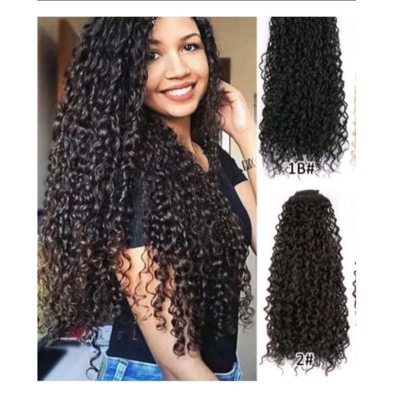 Aplique Tic Tac Cacheado 55cm Mega Hair Cabelo Orgânico Idêntico ao Humano Volume Cachos 3A 3B 3C