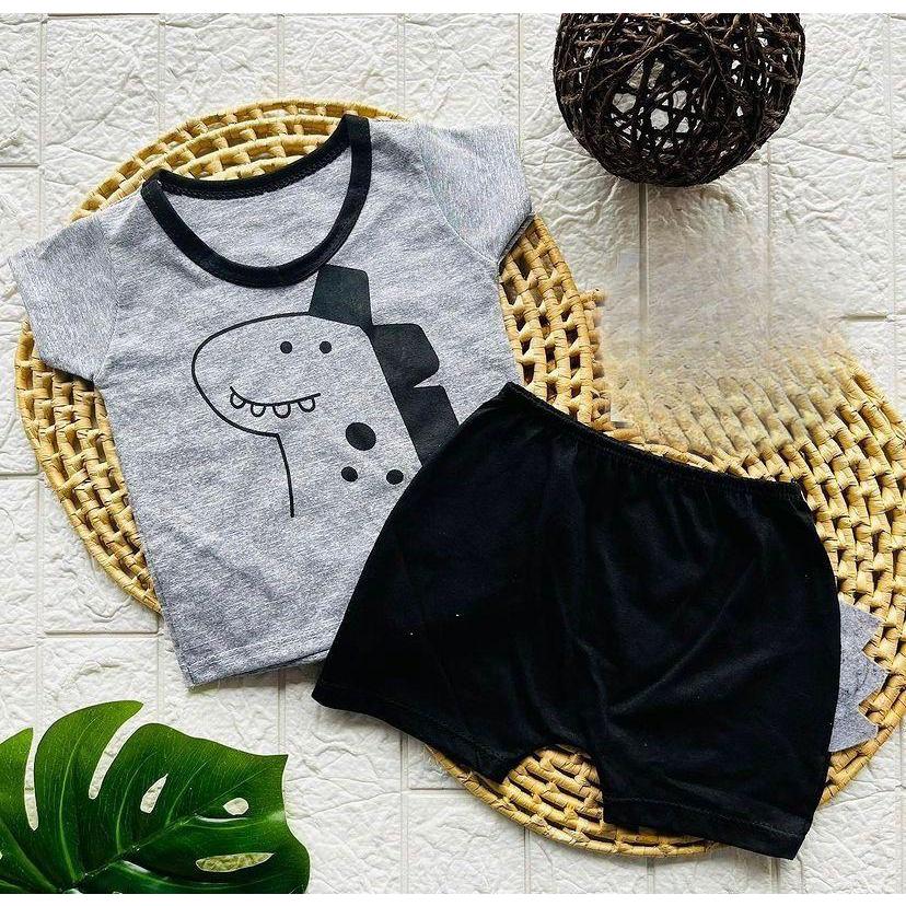 Kit Conjunto Masculino Infantil Short + Camiseta Menino Verão PROMOÇÃO Mesversario Bebê  Temático Masculino Dinossauro