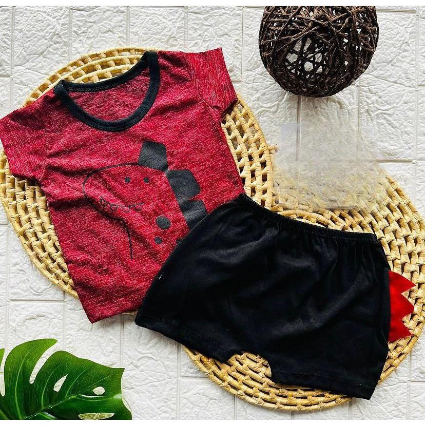 Conjunto Masculino Infantil Camiseta E Bermuda Menino Dino Mesversario Bebê Temático Festa Dinossauro Shorts P/ Meninos