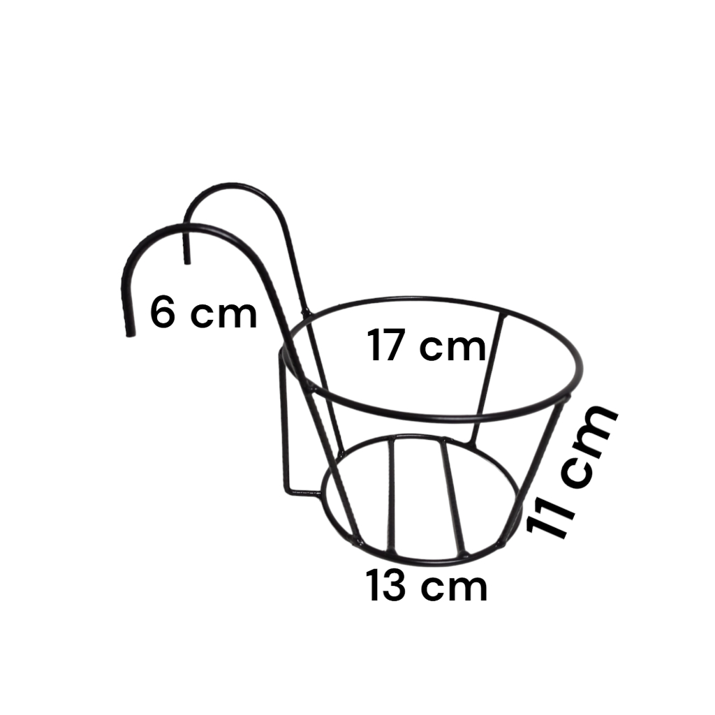 Kit 3 Suporte  Para Flores Cestinho Para Jardim Varanda Sacada Área Livre Preto em Oferta na Shopee