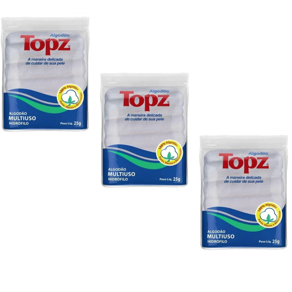Algodão Hidrófilo Multiuso Topz Pacote 25g