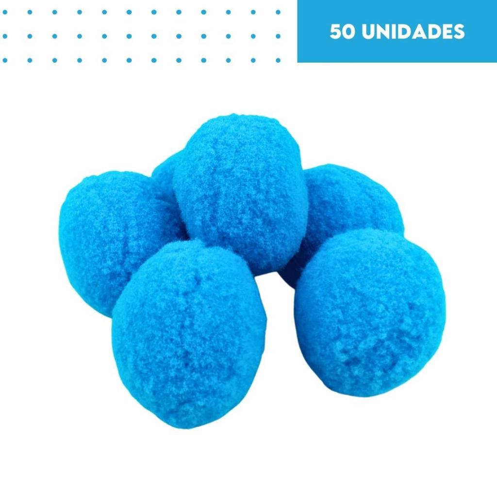 Pompom Azul Turquesa 40mm - Com 50 Unidades - UMK
