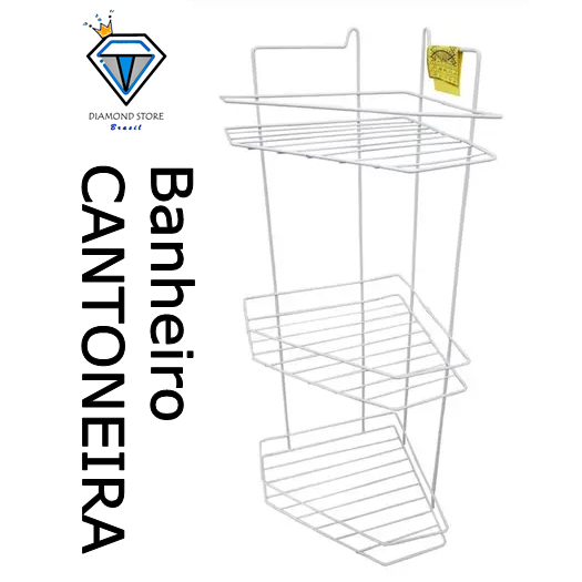 Porta Shampoo Cantoneira Suporte Tripla Para Banheiro Metal Branco Prática