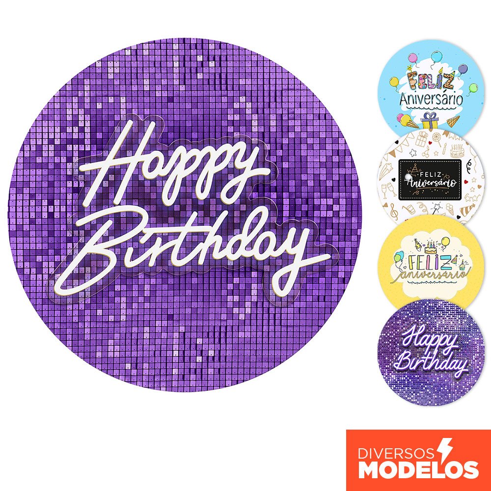 Capa Painel Redondo Festa Feliz Aniversário Em tecido 1,50m Com Elástico Decorativo em Oferta na Shopee