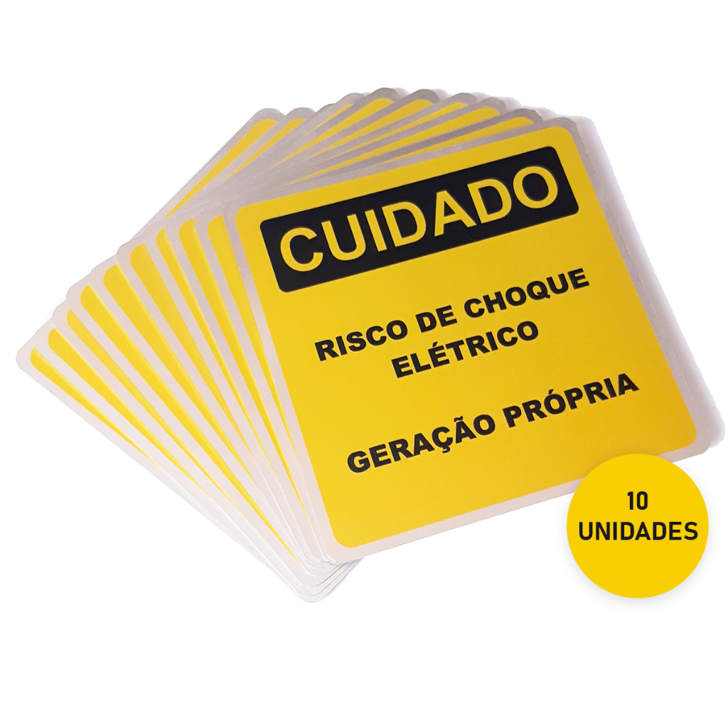 10 Placas Geração Propria Risco Choque 13x13 Cpfl Aluminio
