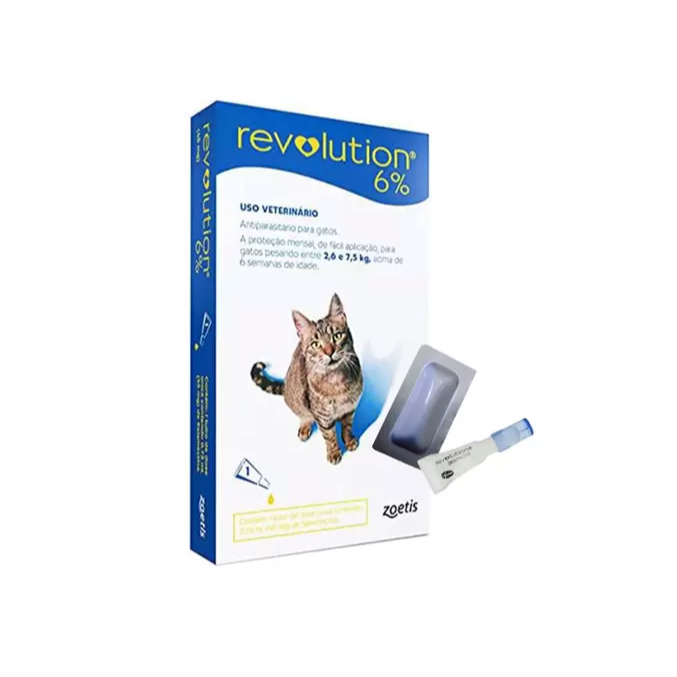 Antipulgas Revolution Para Gatos de 2,6 a 7,5 kg - 1 Pipeta - Gatos 2,5 a 7,5kg