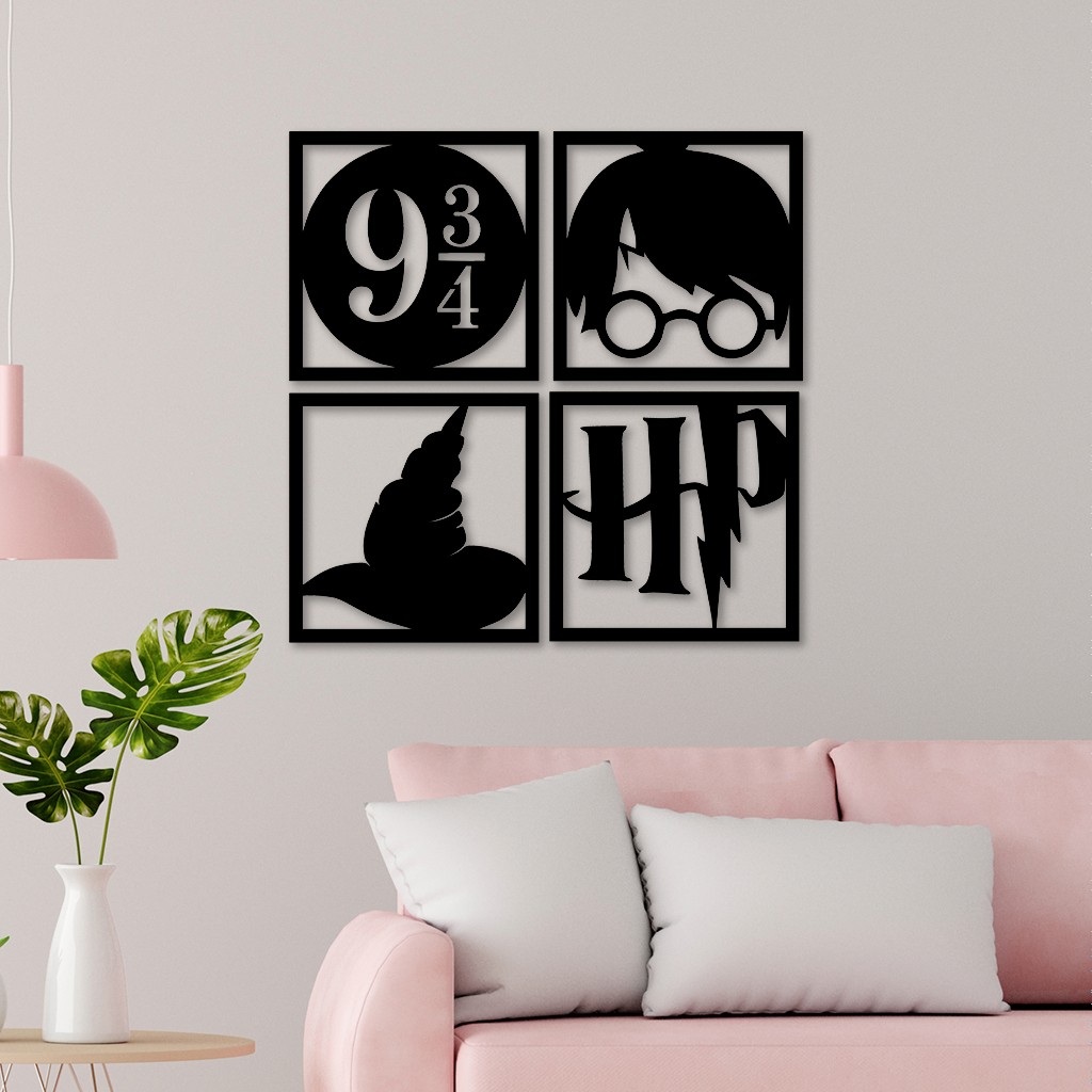 Kit Quadros Decorativo Vazado em MDF 3mm Harry Potter