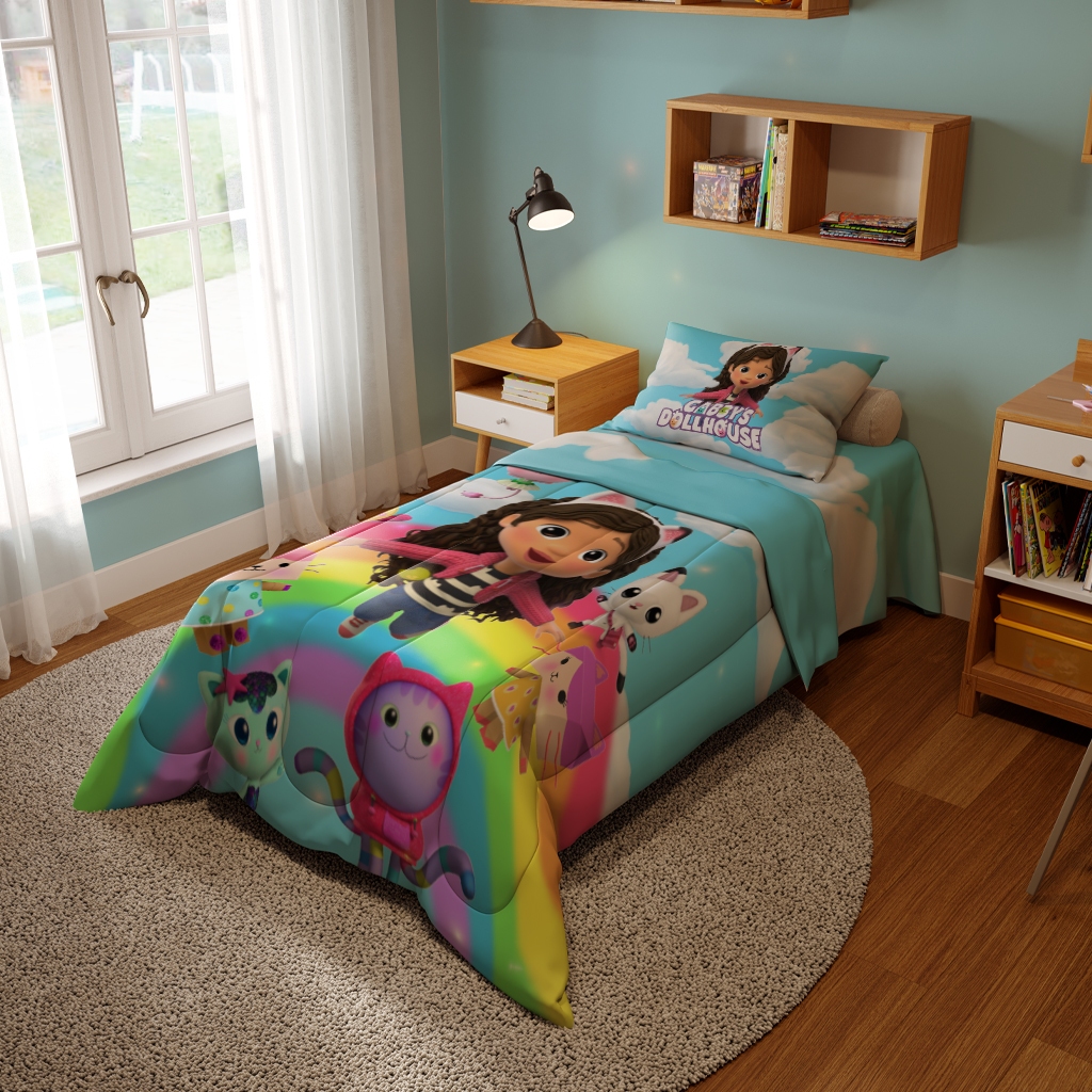 Jogo de Edredom Infantil Dupla Face A Casa Magica da Gabby em Oferta na Shopee