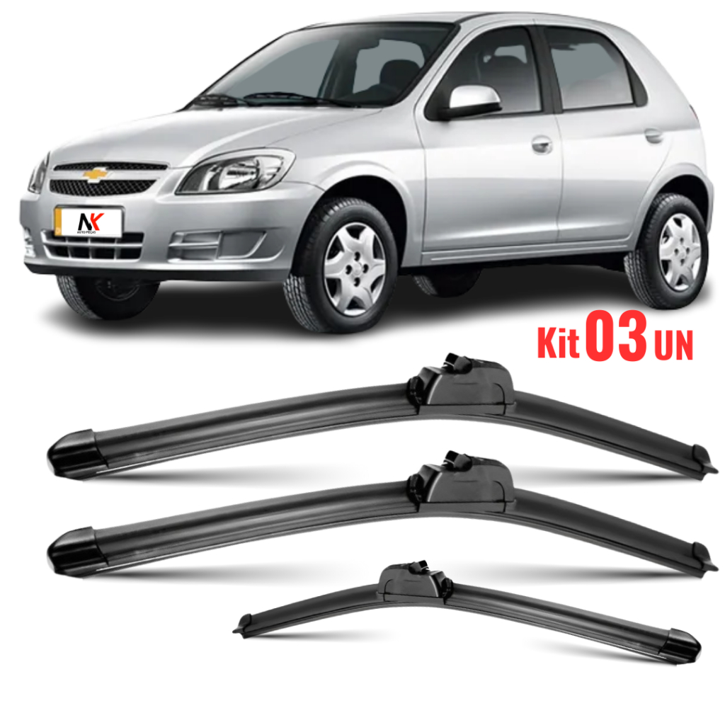 Kit Palheta Limpador Dianteiro + Traseiro Parabrisa Celta 2005 á 2014 em Oferta na Shopee