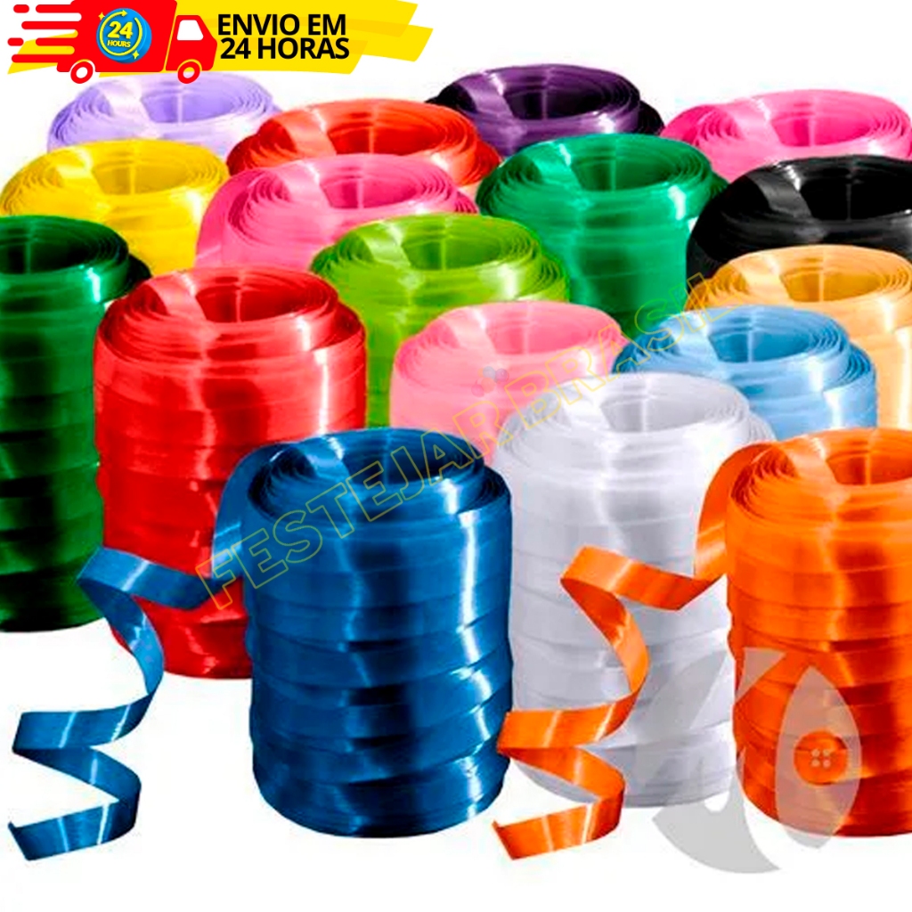 Rolo de Fitilho 50 metros 5mm Para Arco Fita Tira Balões Arranjos Enfeites Varias Cores