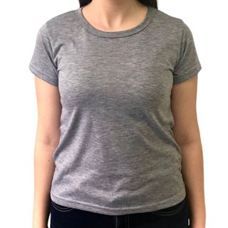 Baby look feminina CINZA MESCLA 100% poliéster para sublimar