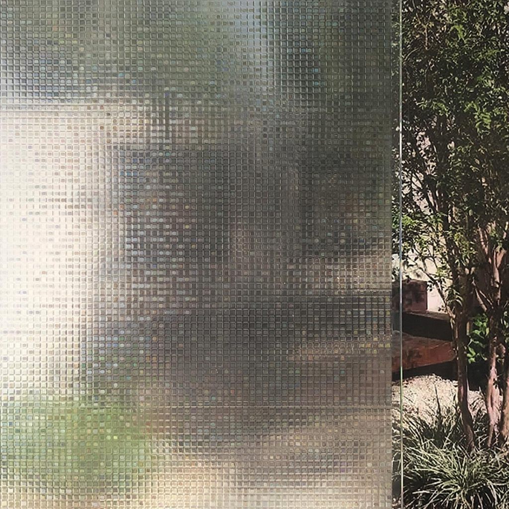 Película Adesiva Decorativa 3D Eletrostática Mod. Pastilha Quadricula para Janela Porta e Banheiro