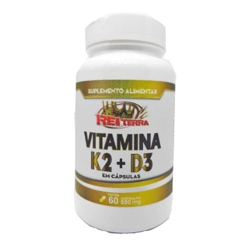 Vitaminas K2 Mk7 65mcg + Vitamina D3 Colecalciferol 5mcg Rei Terra 60 Capsulas 500mg