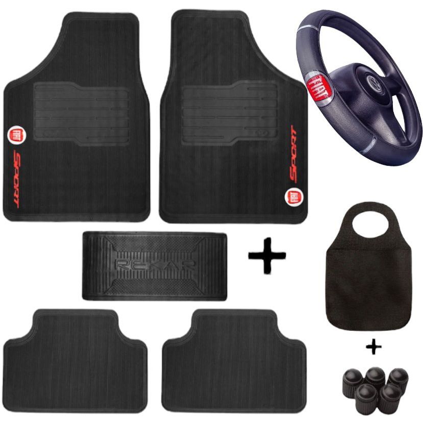 Tapete De Carro FIAT + Proteção Volante + Lixo De Carro