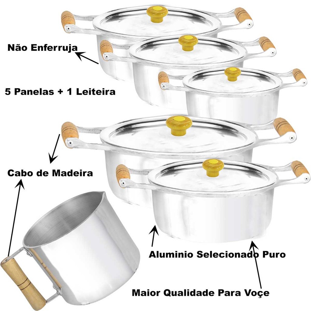 Jogo de Panela Alumínio Batido Panelas de Cozinha Conjunto com Leiteira