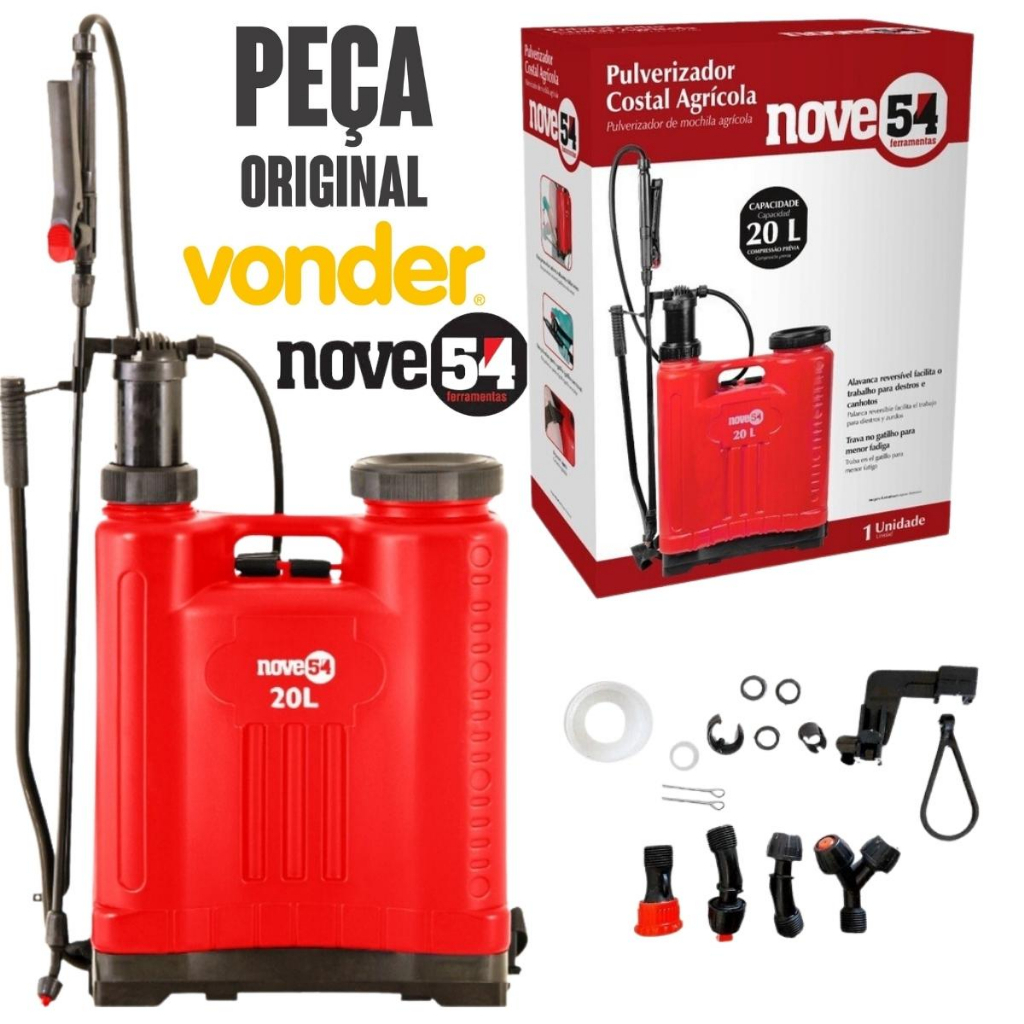 Bomba Costal Pulverizador Agricola Manual 20 Litros Vonder Nove 54