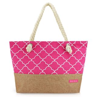 Bolsa Feminina Jacki Design Sacola Grande Enorme Espaçosa Enorme Zíper Alça Forro Impermeável Praia Piscina Viagem Verão Presente Academia