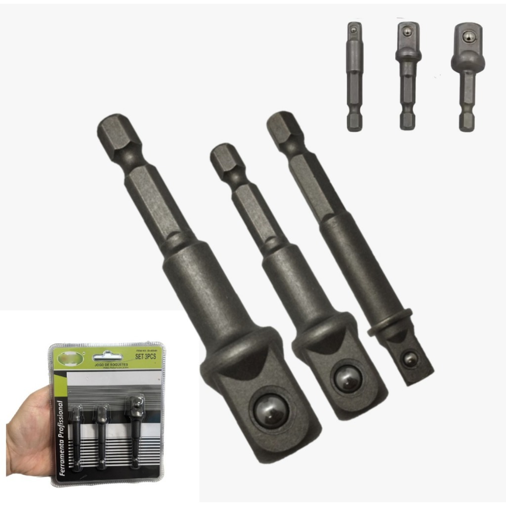 Jogo De adaptador Soquetes 65/70mm Para Parafusadeira E Furadeira 1/2 1/4 3/8 Top em Oferta na Shopee