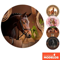 Painel Redondo Festa Country Cavalo Em tecido 1,50m Com Elástico para Decoração