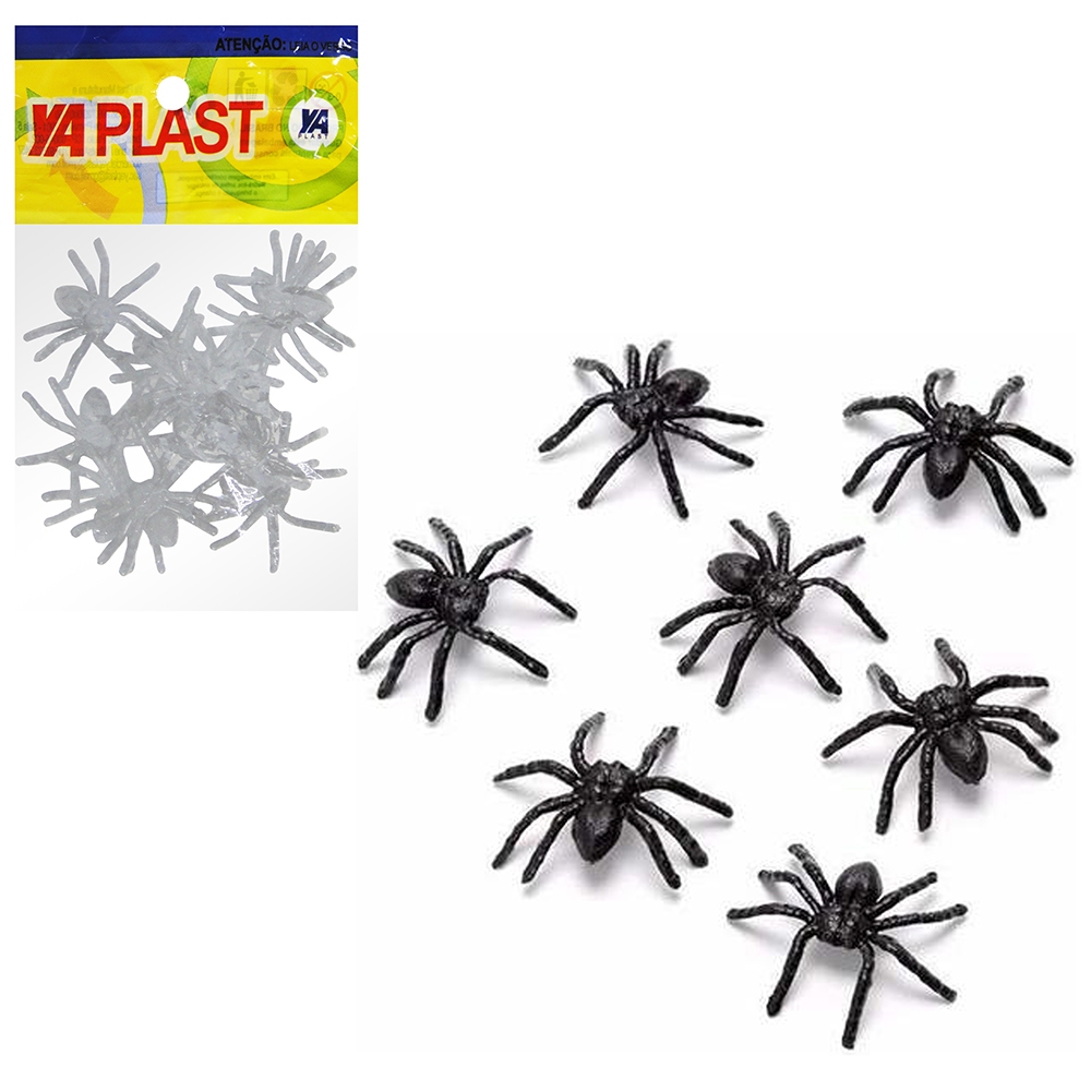 Kit Com 24 Mini Aranhas Pretas De Plastico /brinquedo/helloween/jincana.