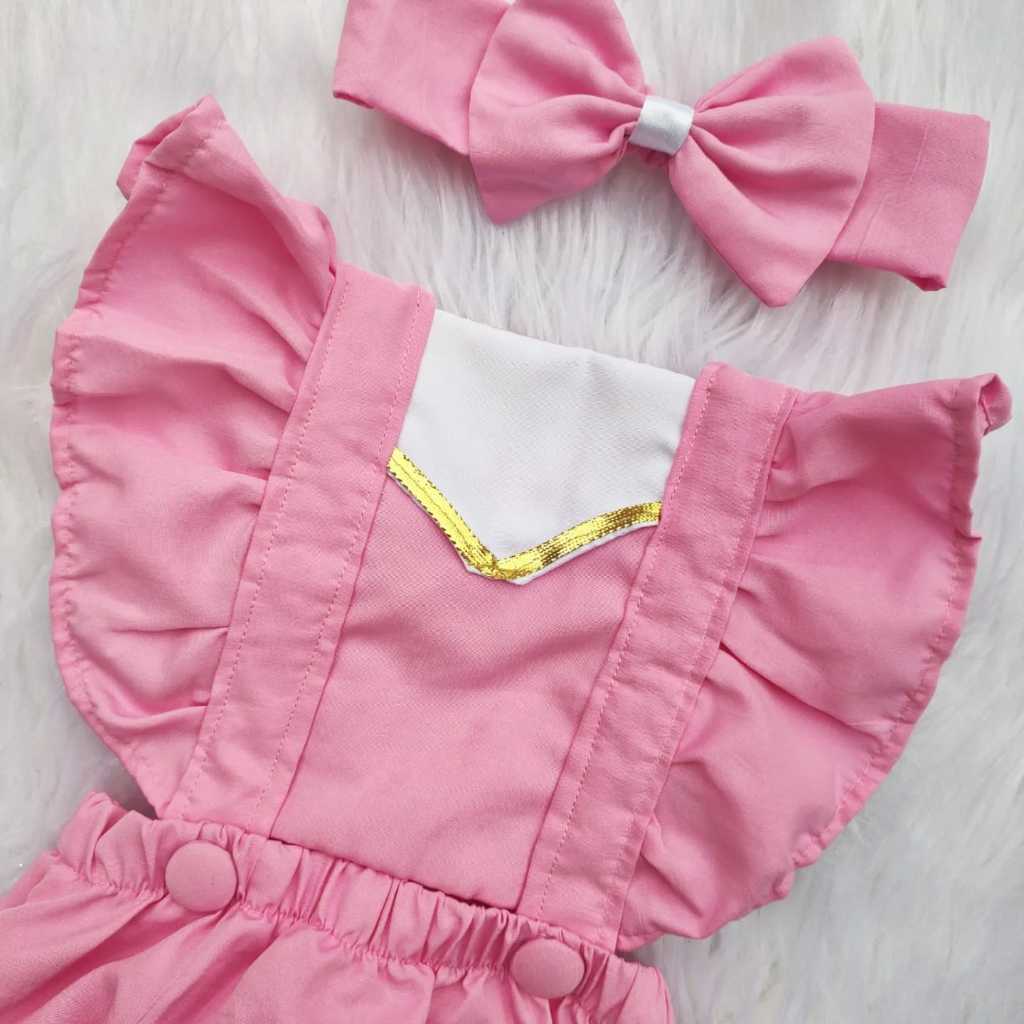 Romper Aurora jardineira temática para mesversario princesa a bela adormecida em Oferta na Shopee