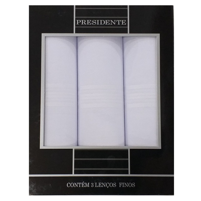 Caixa de Lenços Masculinos Branco Presidente Algodão: Praticidade e Elegância. em Oferta na Shopee