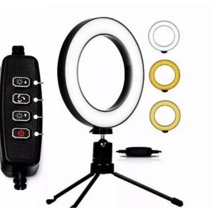 Ring Light Led de Mesa Iluminador Pequena mini Tripé 6 Polegadas em Oferta na Shopee