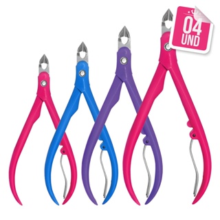 Kit 4 Alicate De Unha Lâminas Em Aço Manicure Cutícula Instrumento Colorido Cabo Plástico Econômico em Oferta na Shopee