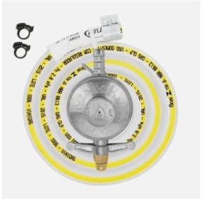 Kit Registro Regulador de Gás com Mangueira 1,25m e 2 Abraçadeiras para Fogão - 1kg/h - ViniGás