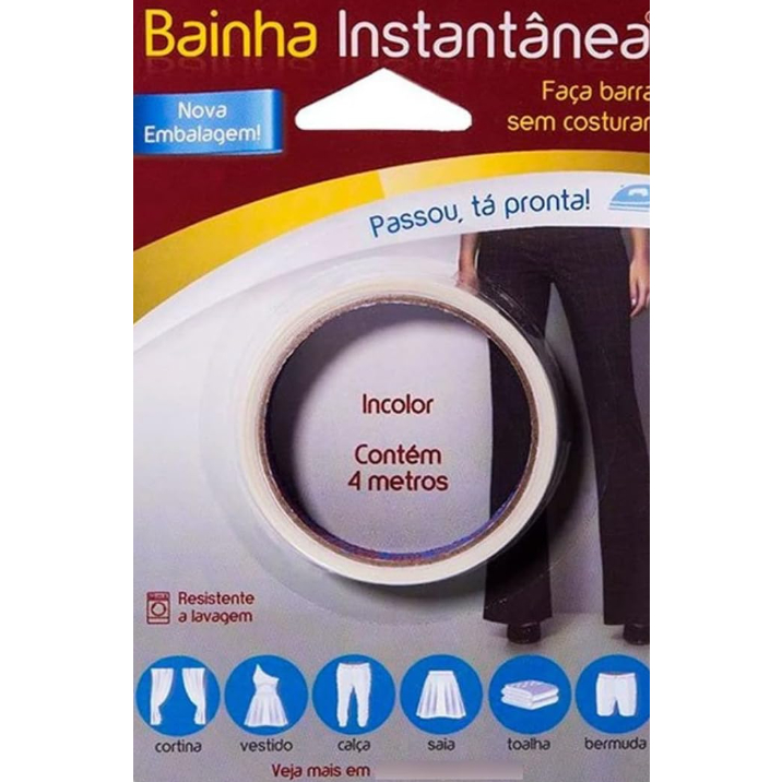 Fita Bainha 4 METROS Instantânea Magica Faça Barra Sem Costura !