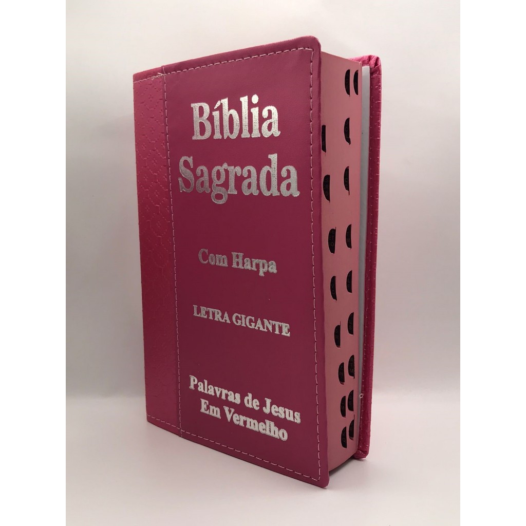 Bíblia Sagrada Tamanho Grande Com Harpa Palavras de Jesus em vermelho Faixa Pink em Oferta na Shopee