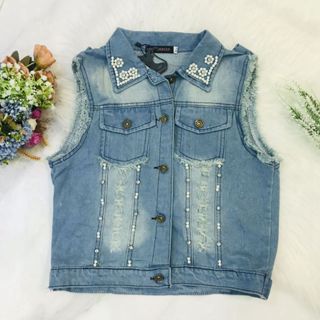 Colete Jeans Feminino Curto