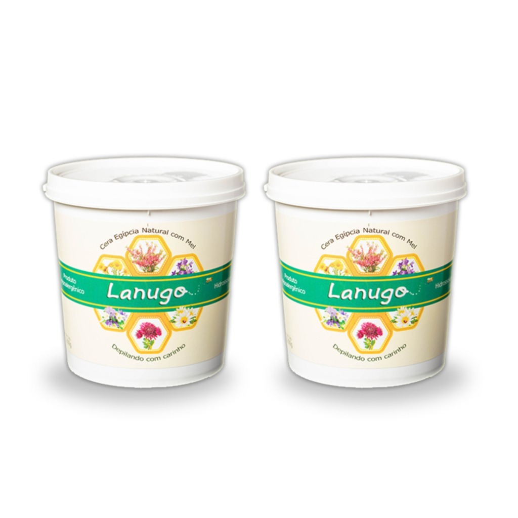 Kit 2 potes Cera depilatória Egípcia Lanugo 1200g natural com mel Hidrossolúvel e Hipoalergênica