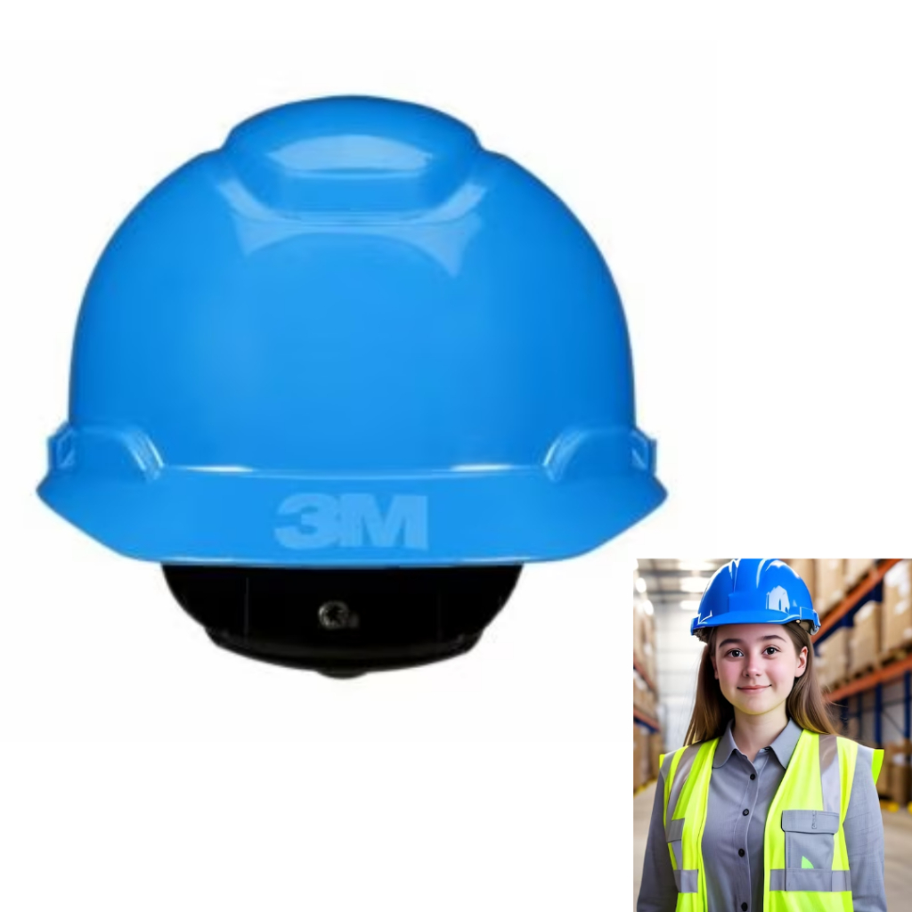 Capacete 3M Azul com Catraca Jugular H700 para Proteção da Cabeça Engenheiro Pedreiro Leve Proteção Eficaz