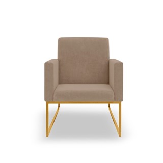 Poltrona Sala/clinica/recepção cor Capuccino - Base ferro Dourado