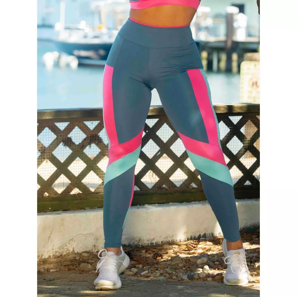 Calça Legging Fitness Academia Detalhe Colorido 10999