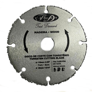 Disco de Corte Tungstenio Madeiras em geral, compensado , aglomerado, mdf, piso laminado para Esmerilhadeira com redutor Trustdiamond