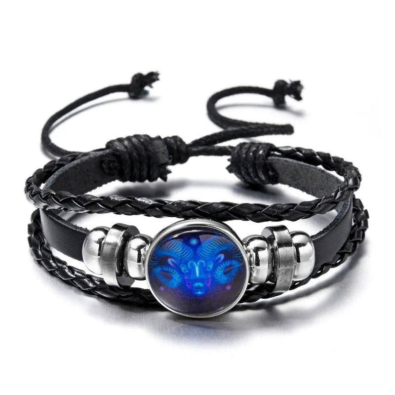 Imagem Pulseira Bracelete Signos do Zodíaco Luminosa Couro Sintético