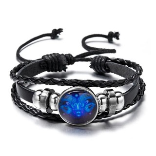 Pulseira Bracelete Signos do Zodíaco Luminosa Couro Sintético