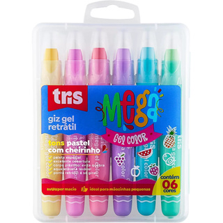 Giz De Cera c/ 6 Cores Retrátil Mega Gel Color Pastel C/ Cheirinho em Oferta na Shopee