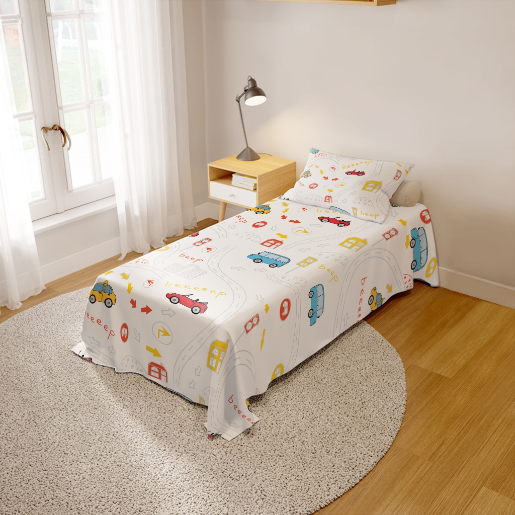 Jogo de Lençol Infantil Carrinhos em Oferta na Shopee