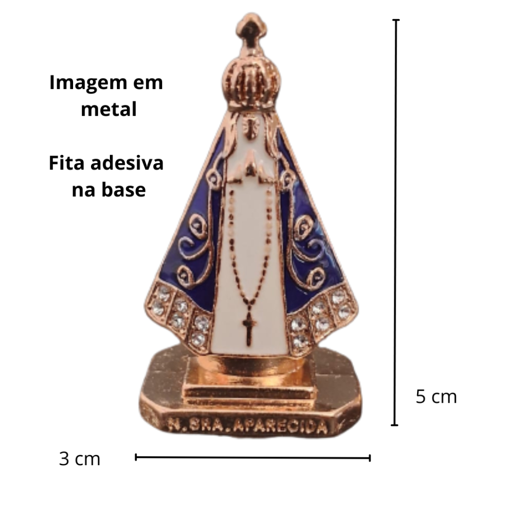 Imagem Nossa Senhora Aparecida Metal painel carro escritorio promocao dourada fita dupla face