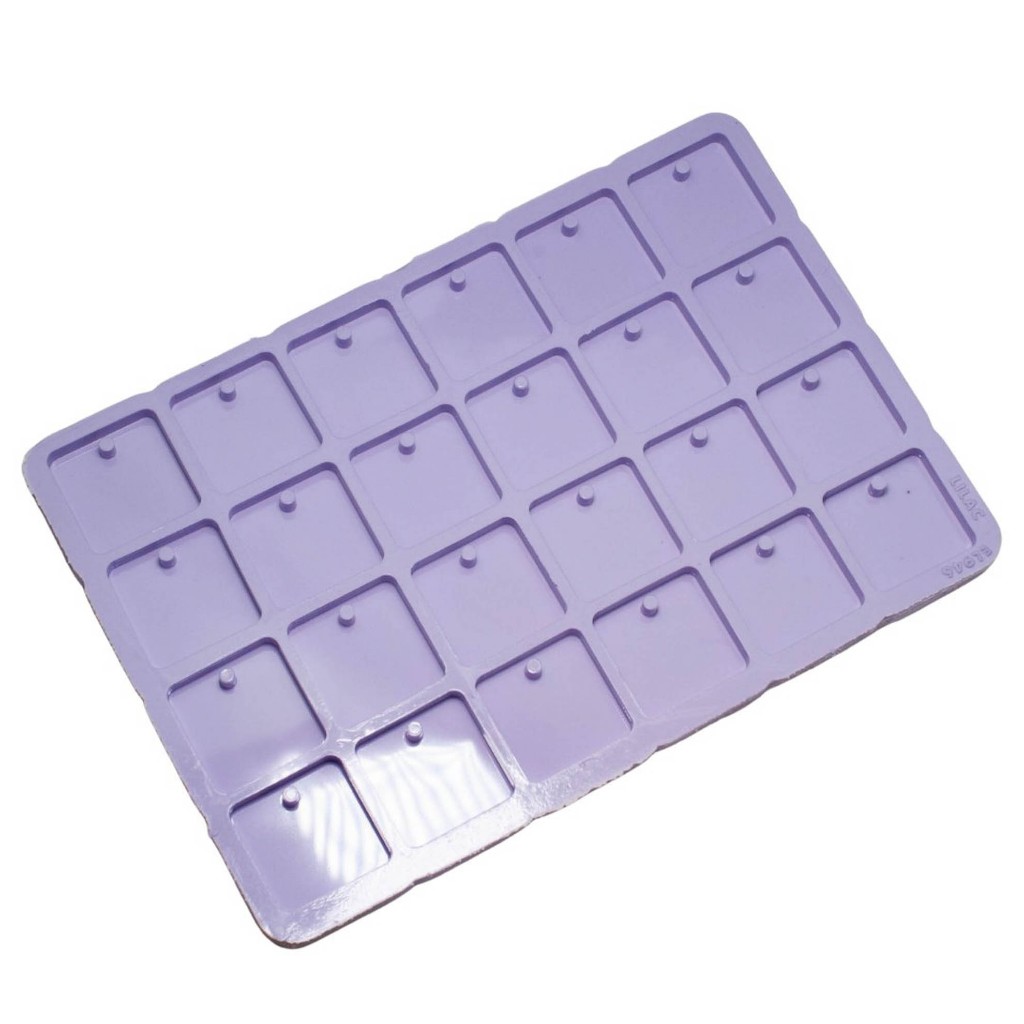 Molde de Silicone para Resina Paleta Quadrados Arredondados com furo - 24 cavidades (3 cm) em Oferta na Shopee