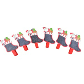 Kit Com 6  Peças Prendedor De Madeira Personalizado Bota Do Papai Noel - Wincy